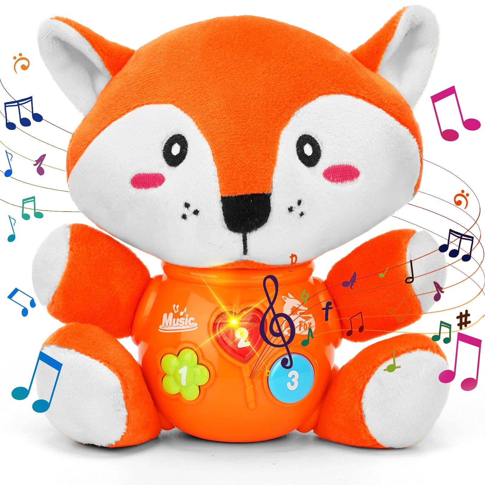 daboot Musical Baby Toys, Cute Fox Baby Newborn Toys for Toddlers Babies 0 3 6 9 12 Month, Infants Baby Toy for Girls and Boys B