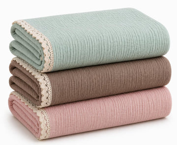 Varniya Lifestyles | 100% Organic Crinkled Muslin Cotton Baby Swaddle  UltraSoft, Hypoallergenic | 120100 cm | Mint,Taupe,Salm