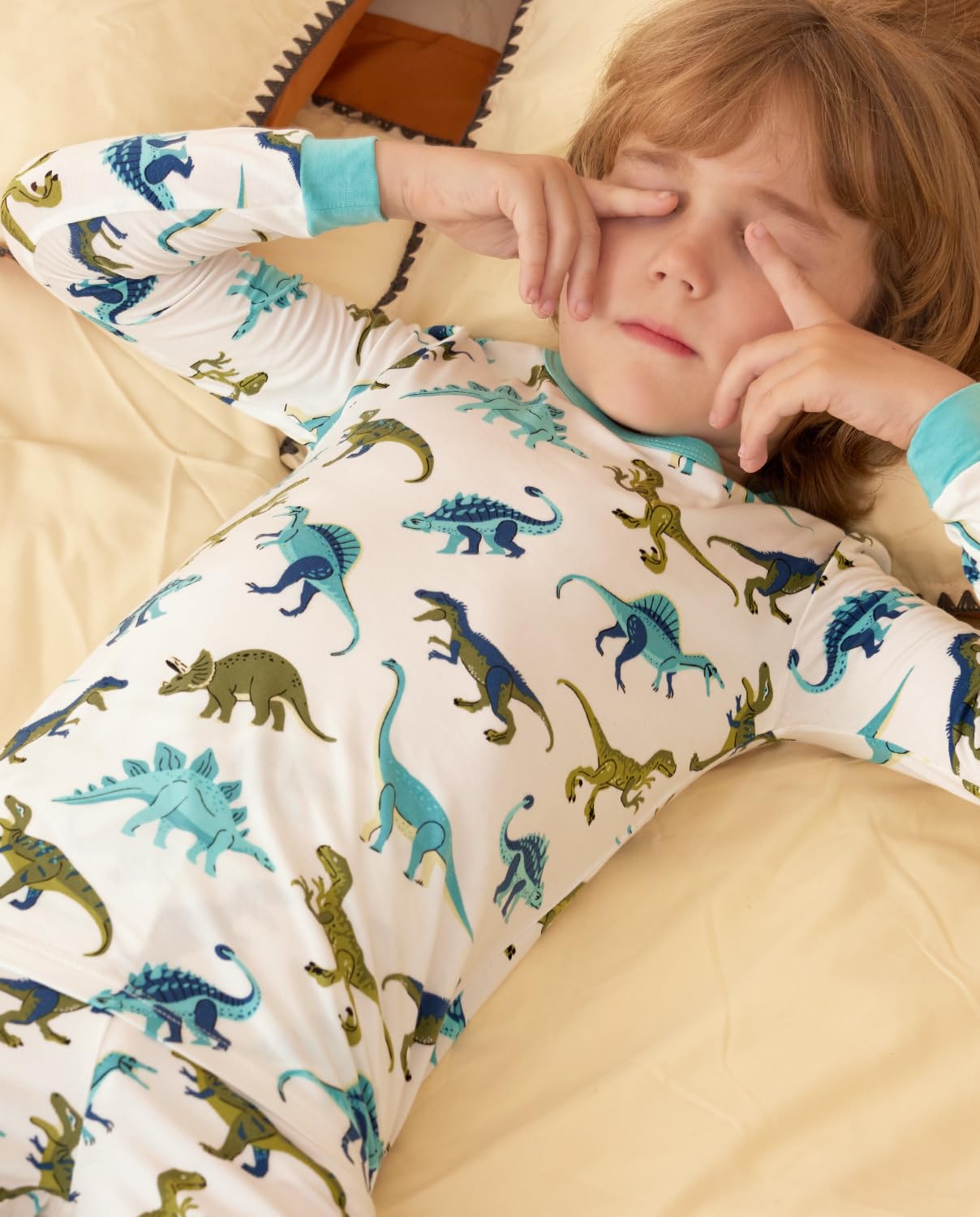 Babee Reshinee Bamboo Viscose Toddler Pajamas Boys Girls Kids Baby 2Pcs Long-Sleeve Pyjamas Set 12-18 Months Dinosaur Snug Fit S