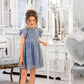2Bunnies Girl Baby Toddler Vintage Lace Pom Pom Flutter Sleeve Easter Birthday Outfit Dress (Dusty Blue, 6M)