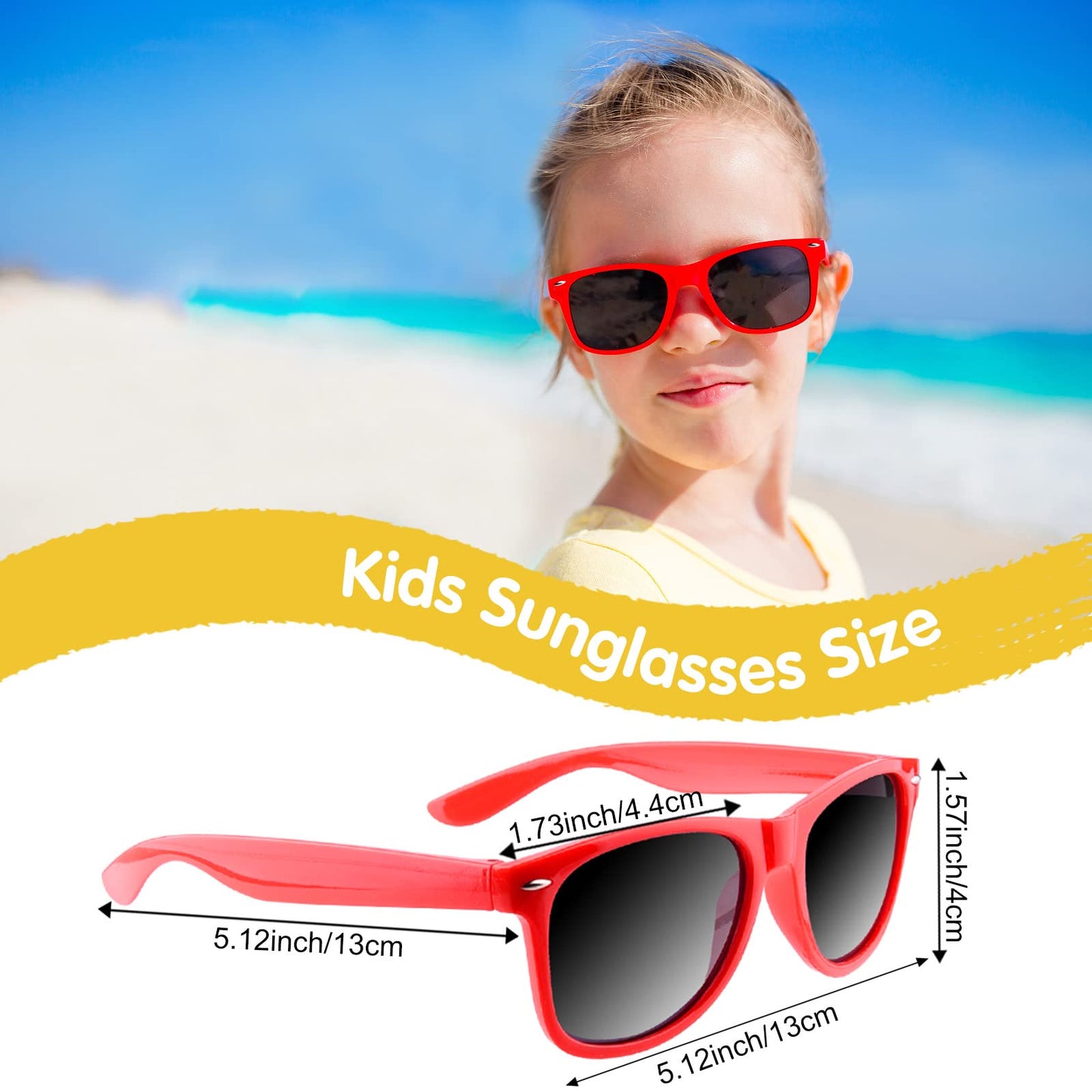 MIAHART 24 Pack Kids Sunglasses Party Glasses Bulk Goody Bag Fillers for Boys and Girls Birthday Party Summer Party Supplies, Re