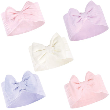 Hudson Baby Unisex Cotton And Synthetic Headbands, Lilac Cream, 0-24 Months