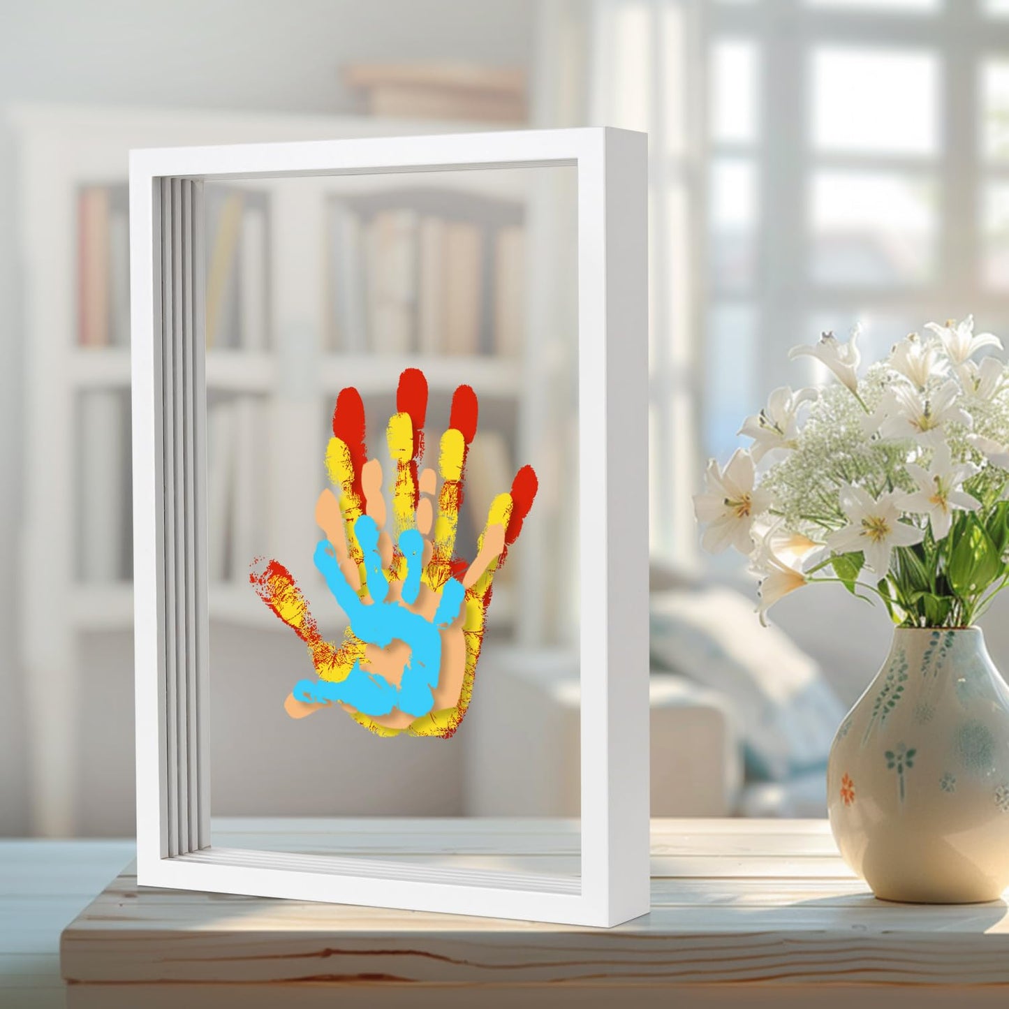 ALHROEUO Family Handprint Kit, DIY Baby Hand Print Kit - New Parent Gifts Ideas Hand and 4 Sheets Footprint Keepsake Kit with Ba