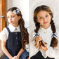 Lmymhmlm 2Pcs Navy Blue Hair Bows For Girls, White Lace Hair Bow With Navy Blue Hair Ribbon, Alligator Bow Hair Clips, Hair Barr