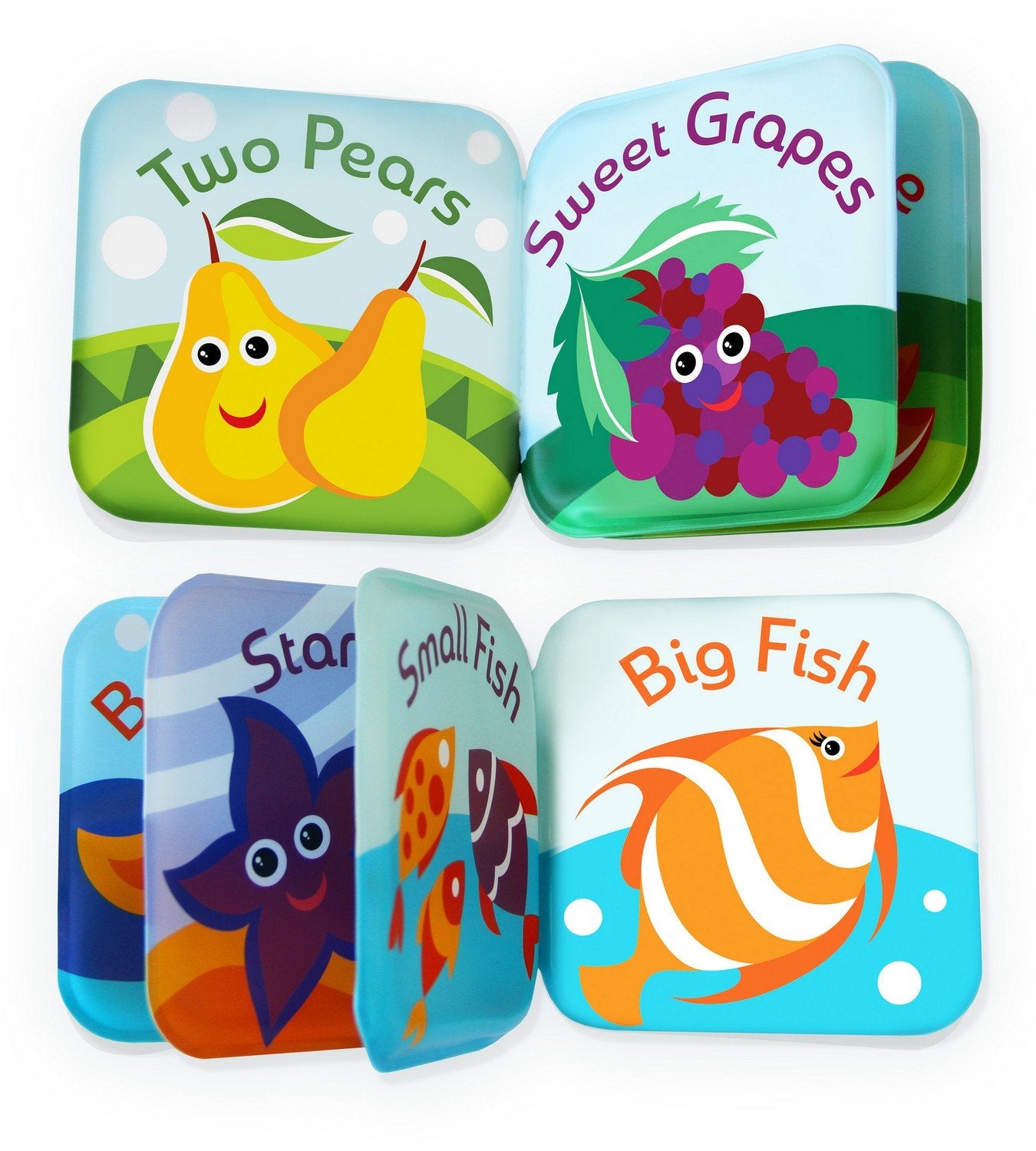 Floating Baby Bath Books Set of 4 - Bath Books for Babies, Infants - Waterproof, Mold-Free Bath Toys for Learning & Early Educat