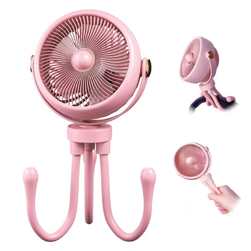 Rechargeable Stroller Fan for Baby - 360 Rotatable Portable Clip-On Fan with Night Light, 3-Speed Quiet Cooling, USB Rechargeabl