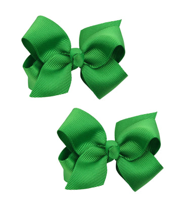 Koolgil Baby Girl's 2Pcs Cute 3 Inch Pure Color Bow-knot Hair Clip for Photography Travel Daily Life (Christmas Green)