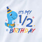 Wawsam Baby Boy Girl Dinosaur Onesies Bodysuit 1/2 Half Birthday One-Piece Romper Dinosaur Infant Jumpsuit Outfit Cotton White P