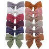 12 PCS Linen Bow Hair Clips for Baby Girls Hair Bows Alligator Clips Accessories Infants Toddler Kids Hairgrips (Linen 3.2'' Sai