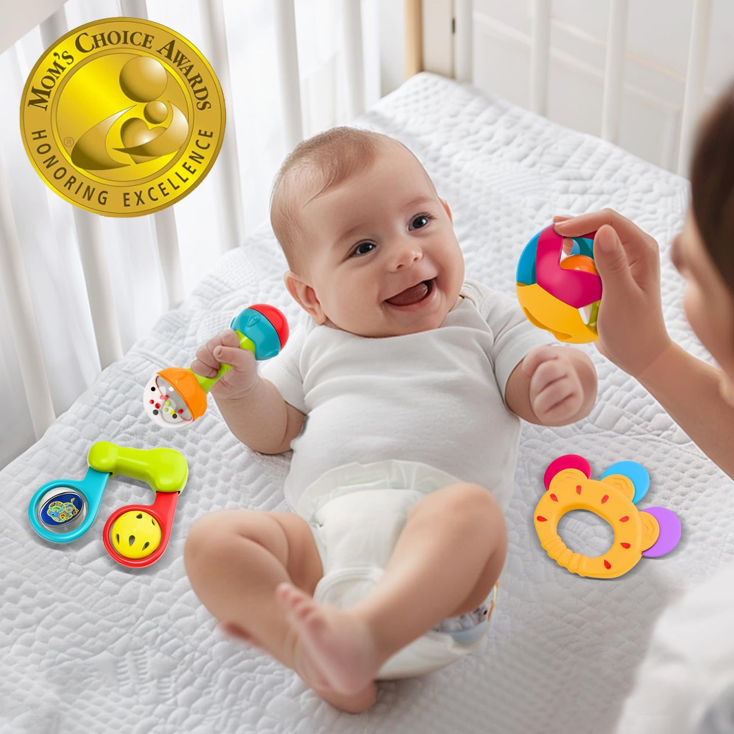 iPlay, iLearn 10pcs Baby Rattles Toys Set, Infant Grab Shake Rattle, Sensory Teether, Babies Development Learning Music Toy, New