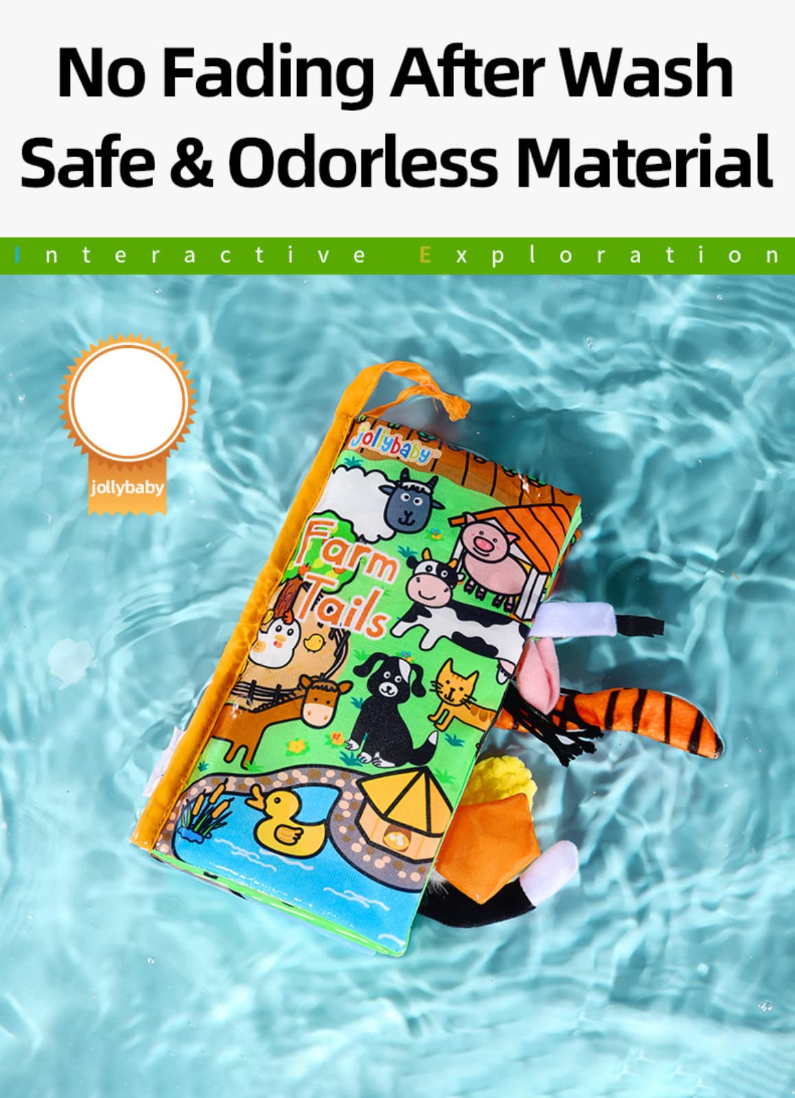 Jollybaby Baby Cloth Books, Touch & Feel Crinkle Soft Books, for Infants Babies, Toddler Early Educational Interactive Stroller