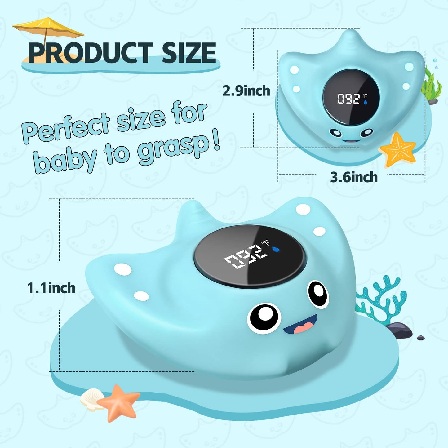 Baby Bath Thermometer - Babyelf Safety Bathtub Thermometer - Floating Bathing Toy For Infant - New Upgraded Mute Visual Alert, G