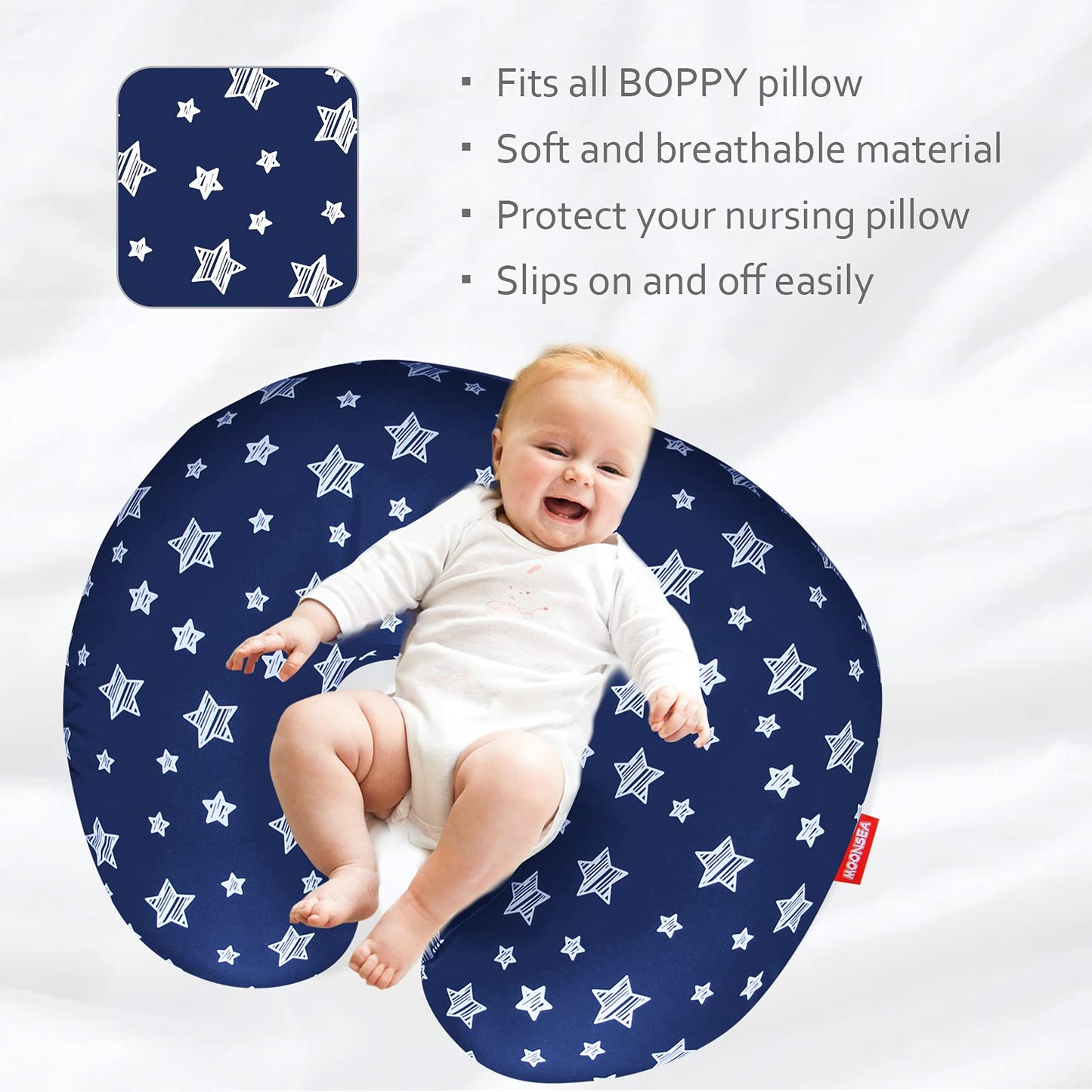 2 Pack Nursing Pillow Cover Grey And Navy For Infant, Snug Fits Boppy Nursing Pillows, Breastfeeding Nursing Pillow Slipcovers S