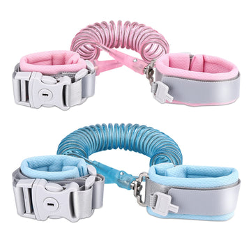 Anti Lost Wrist Link (8.2Ft), Socub Toddler Leash Wrist For Child Safety With Key Lock, Safety Wrist Link For Kids, Pink