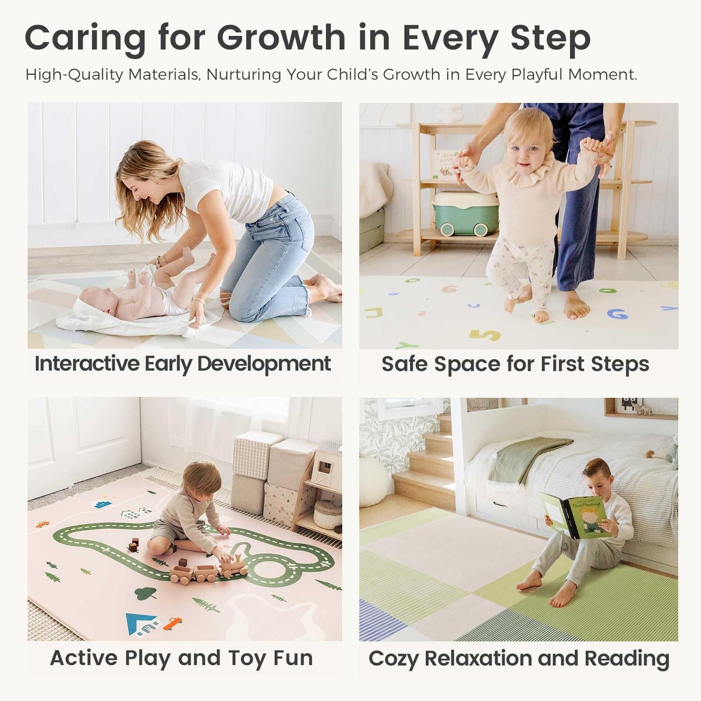 Tiny Land Baby Crawling Mat Reversible Baby Play Mat 78' X 55' Waterproof Non-Slip Larger Playmat Odorless Foam Floor Mat For