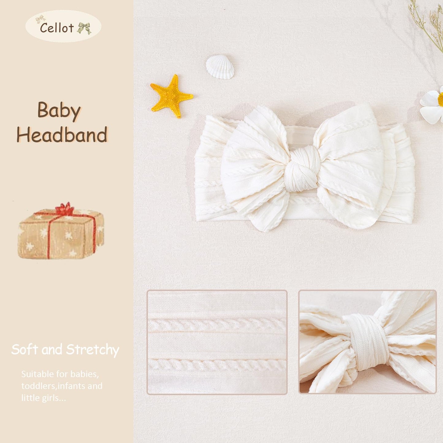 C?Llot 2024 Super Stretchy Soft Handmade Headbands With Double Bows Head Wrap Nylon Hair Accessories For Newborn Baby Girls Infa