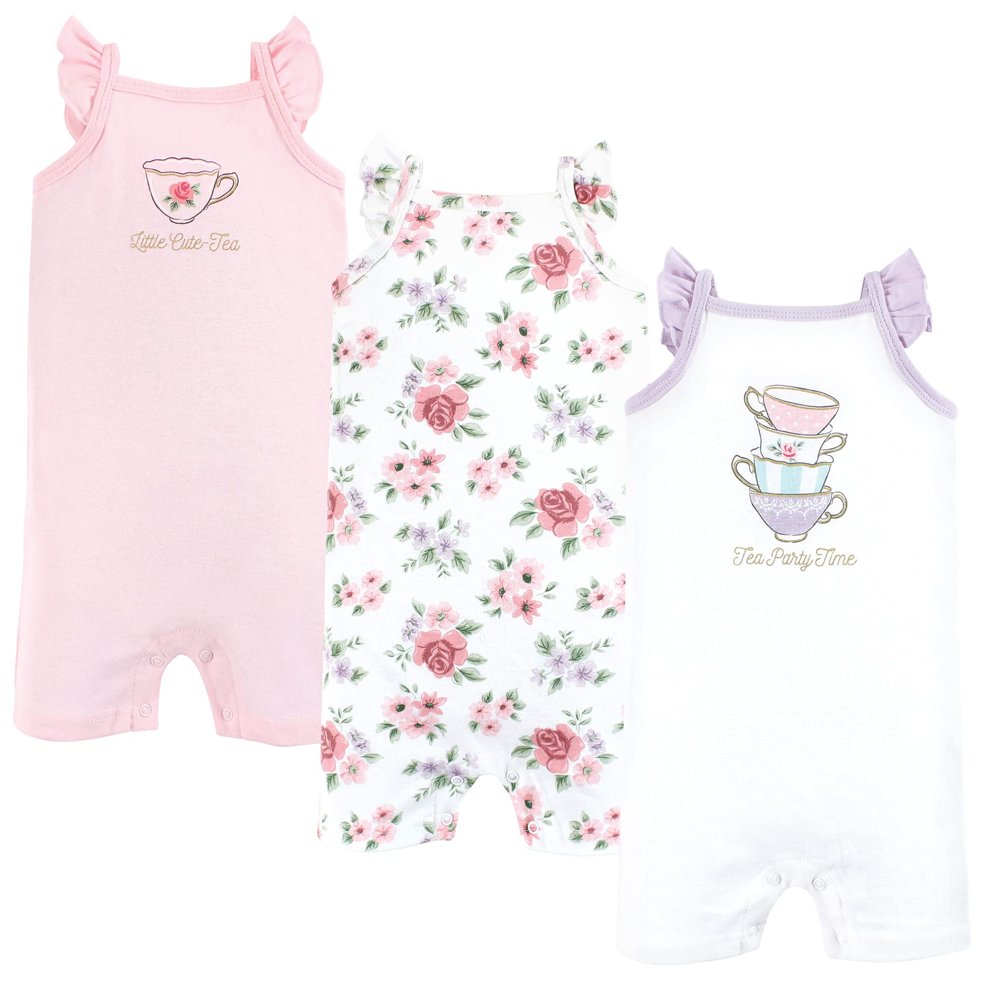 Hudson Baby Unisex Baby Cotton Rompers, Tea Party, 0-3 Months – WBBAPB00X241JK6