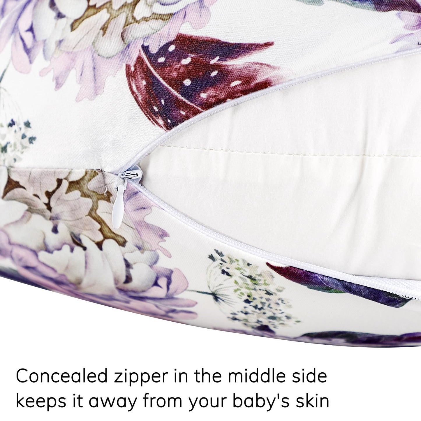 Purple Floral Wisteria Nursing Pillow Cover, Nursing Pillowcase Set For Baby Boy Or Baby Girl, Nursing Pillow Slipcover Cushion