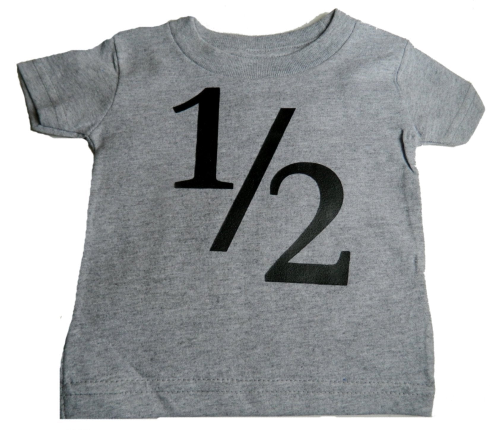 Custom Kingdom Baby Boys' 1/2 One-Half 6 Months Old Birthday T-Shirt Gray (6 Months)
