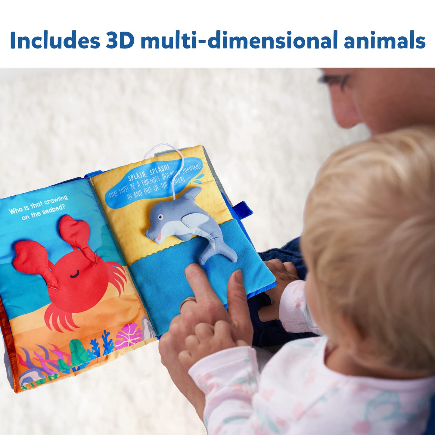 Skillmatics Peek-A-Boo Underwater Animal Book - Soft Cloth Book for Baby, Crinkle Pages for Sensory Play, Toddler Toys, Gifts fo