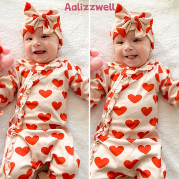 Aalizzwell 0-3 Months Newborn Baby Girls Valentines Day Romper Infant Winter Clothes Coming Home Outfit Heart Clothing Red