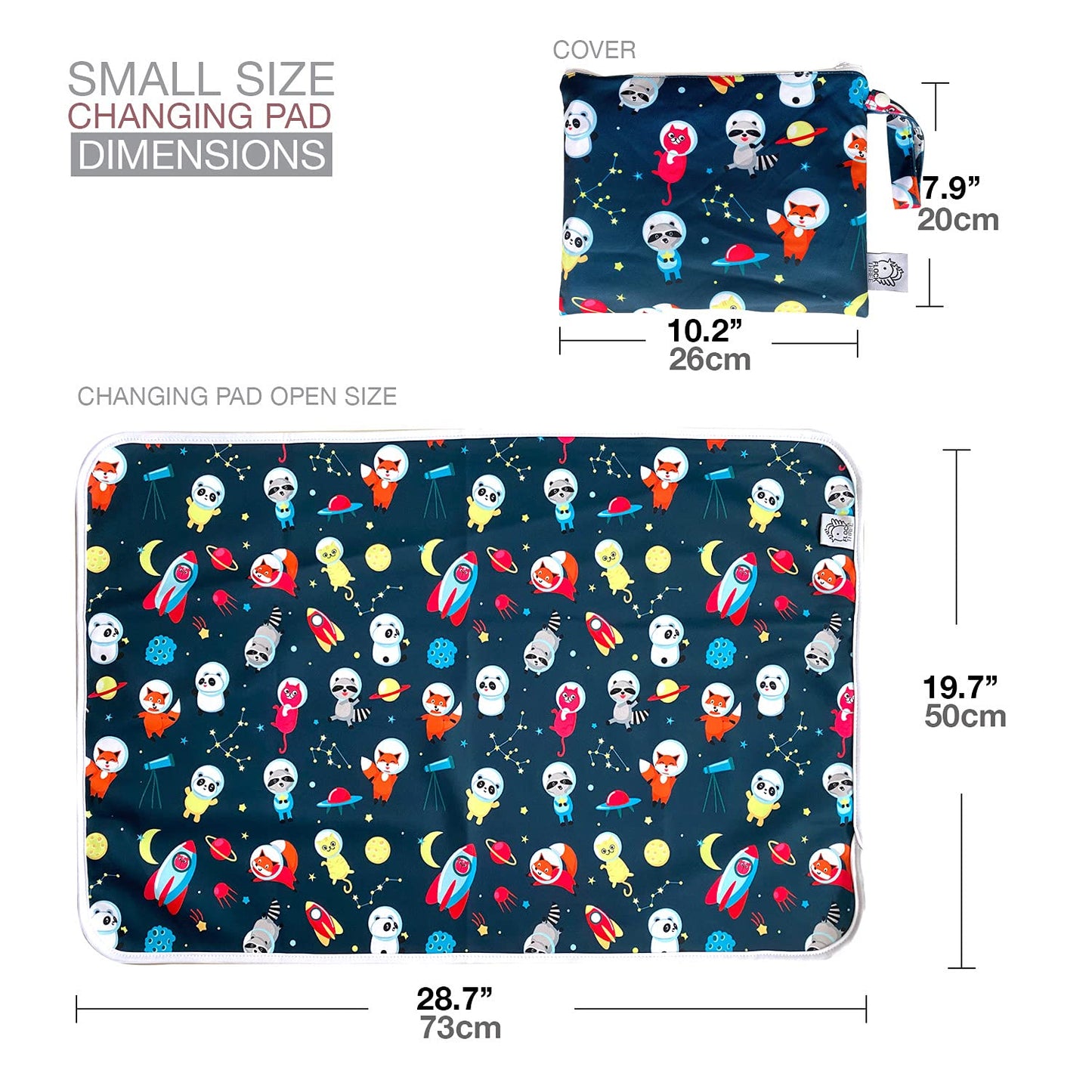 Flockthree Waterproof Baby Changing Pad With Storage Bag (28.7' X 19.7') Washable Wipeable Reusable Leak Proof Diaper Travel M