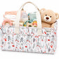 Leilani Baby Co. Diaper Caddy Organizer, Floral Design, Portable Nursery Basket with 3 Front Pockets and Zipper Pockets for Baby