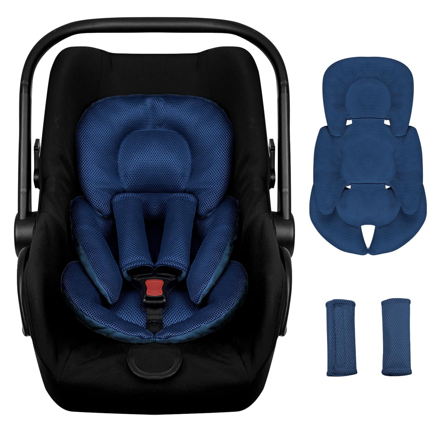 Infant Car Seat Insert for Newborn Girls Boys, Summer Mesh Baby Carseat Inserts with Strap Pads, Soft Reversible Baby Car Seat I