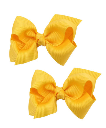 Koolgil Baby Girl's 2Pcs Cute 3 Inch Pure Color Bow-knot Hair Clip for Photography Travel Daily Life (Yellow)