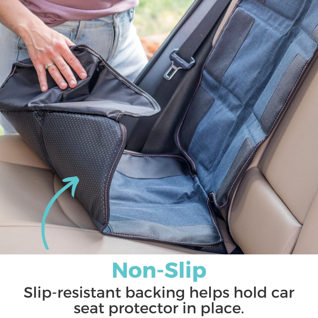 Toddleroo By North States On-The-Go Large Car Seat Protector For Child Car Seat, Protects Car Upholstery, Slip-Resistant Backing