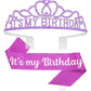 Papoopy Birthday Tiara And Crown With Sash For Women Birthday Party Purple