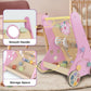Baby Walker with Wheels, Wooden Push Walker Toys for Babies 6-12 Months, Baby Girl Walking Activity Toys for 1 Year Old