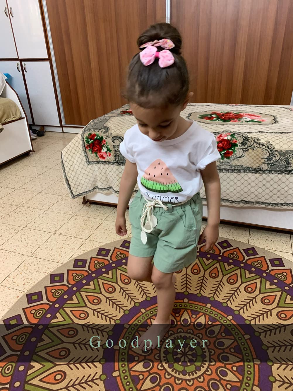 Goodplayer Toddler Baby Girls Summer Clothes Set Kids Watermelon Print T-Shirt Short Sets Outfits For 1-4 Years Old (18-24 Month