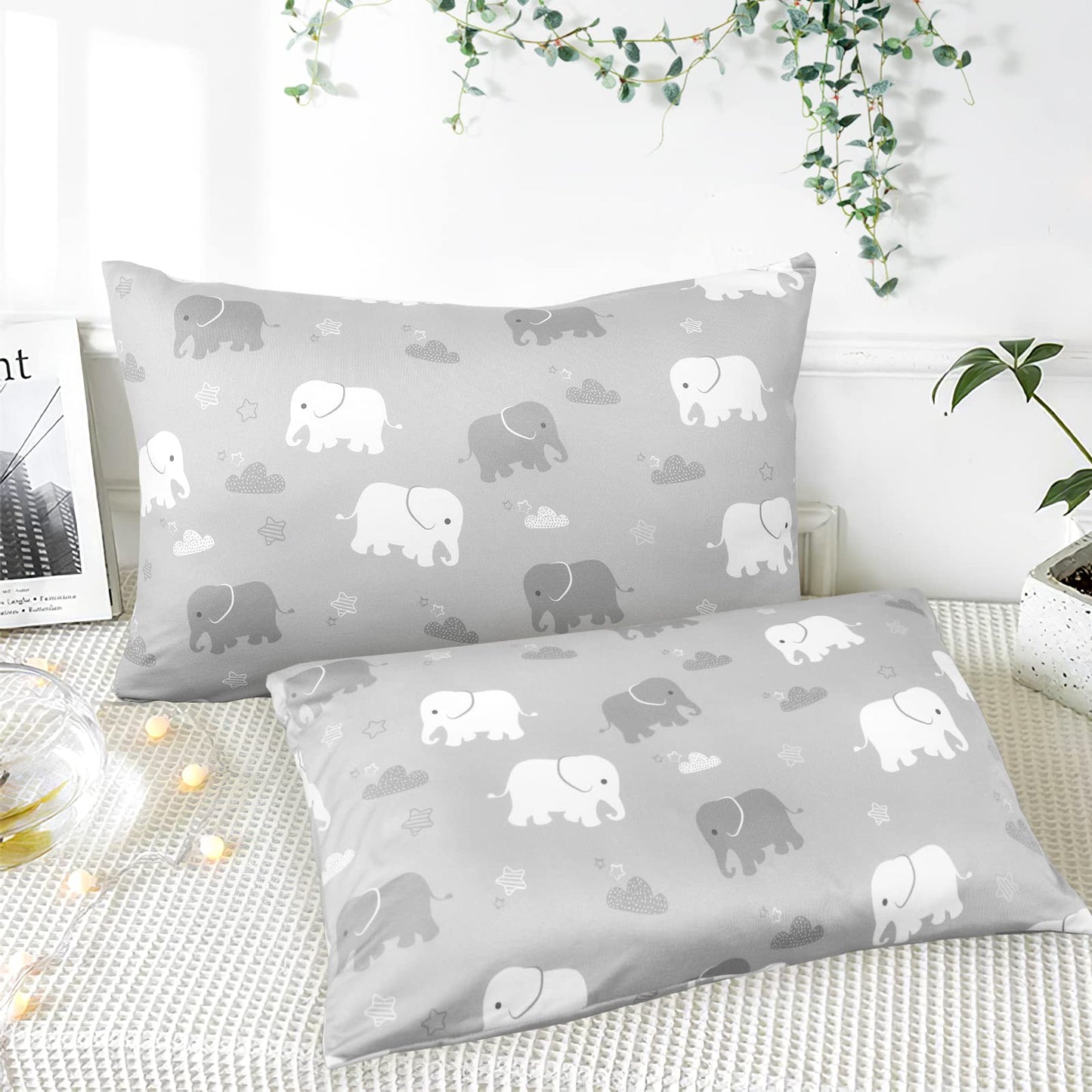 Toddler Pillowcase Boys, Kids Pillow Cover For Sleeping, 2 Pack Elephant Set Fit Pillow Sized 13'X 18' Or 14'X19', Travel Pi