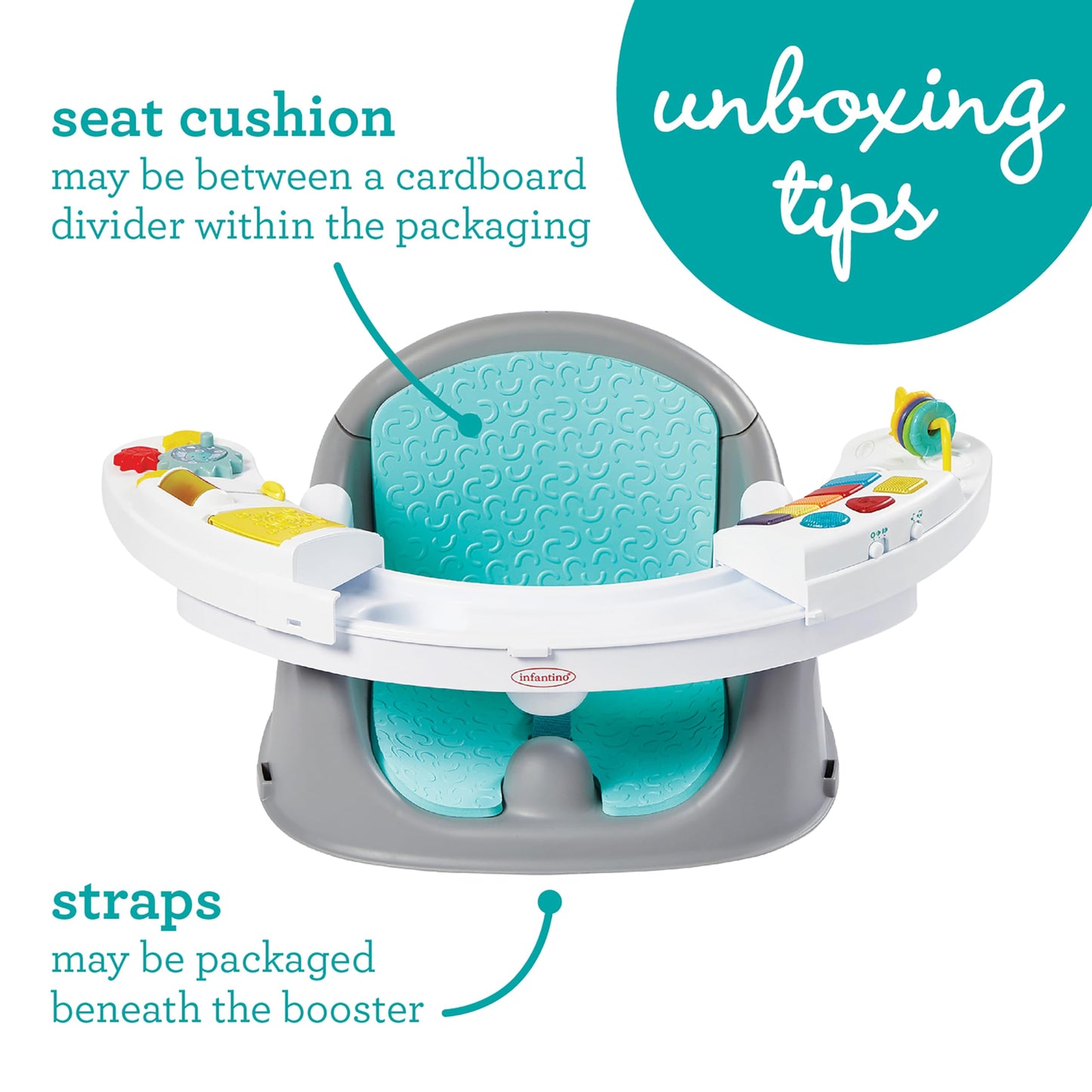 Infantino Music & Lights 3-In-1 Discovery Seat And Booster - Convertible, Infant Activity And Feeding Seat With Electronic Piano