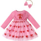 Imekis First Valentines Day Baby Girl Outfit: Toddler Valentines Day Dress Tulle Heart Velvet Long Sleeve Birthday Dress Smash C