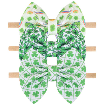 Ncmama Hairband, 3 Pcs St. Patrick'S Themed Cheer Bow Headbands For Baby Girls, One Size Fits All, Newborn And Infant, Green, Co