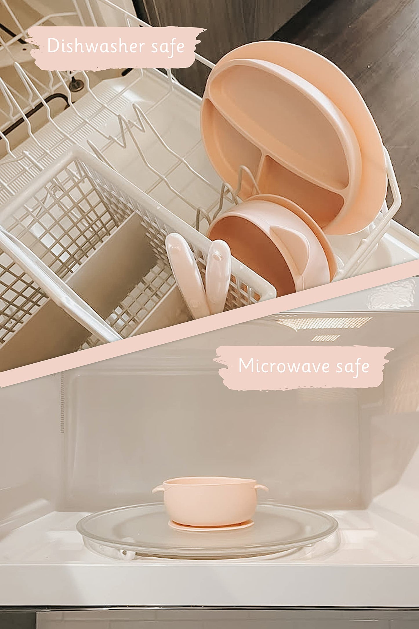 Ullabelle Suction Toddler Plates & Bowls Complete Set W/Spoon- Bpa Free 100% Food Grade Silicone- Microwave & Dishwasher Safe Ba