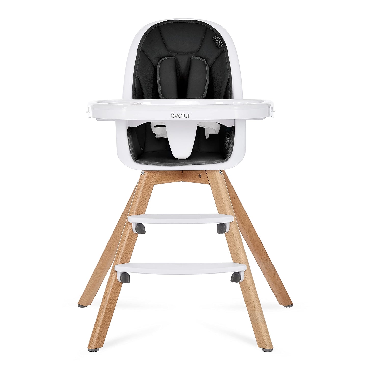 Evolur Zoodle 2 in 1 Convertible Baby High Chair, Black, Easy to Clean, Adjustable & Removable Tray, Compact & Portable, Foldabl