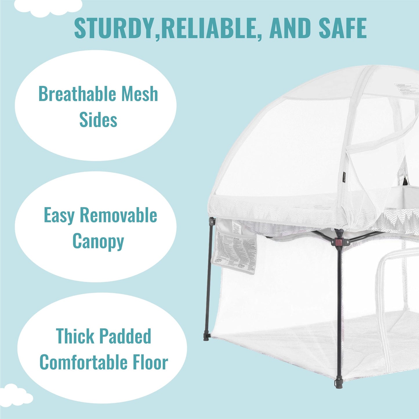 Dream On Me Ziggy Square Baby Playpen With Canopy, Portable And Lightweight Playpen For Babies And Toddler, Indoor And Outdoor P