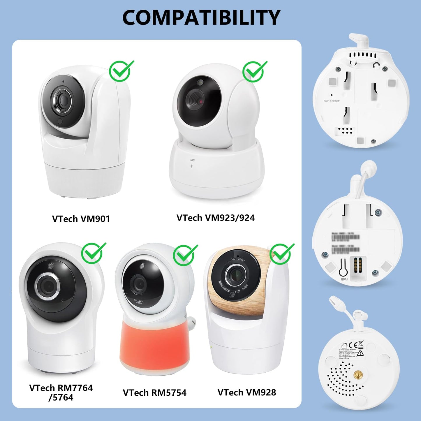 Baby Monitor Mount For Vtech Vm924/Vm901/Vm923 Video Baby Monitor, Flexible Clamp Mount, Baby Monitor Holder For Vtech Camera