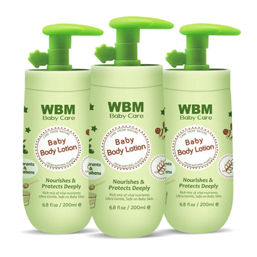 WBM Care Baby Lotion | Nourishes & Protects Deeply | Face & Body Lotion with Natural Honey and Wheatgerm Oil 6.8 oz (Pack of 3)