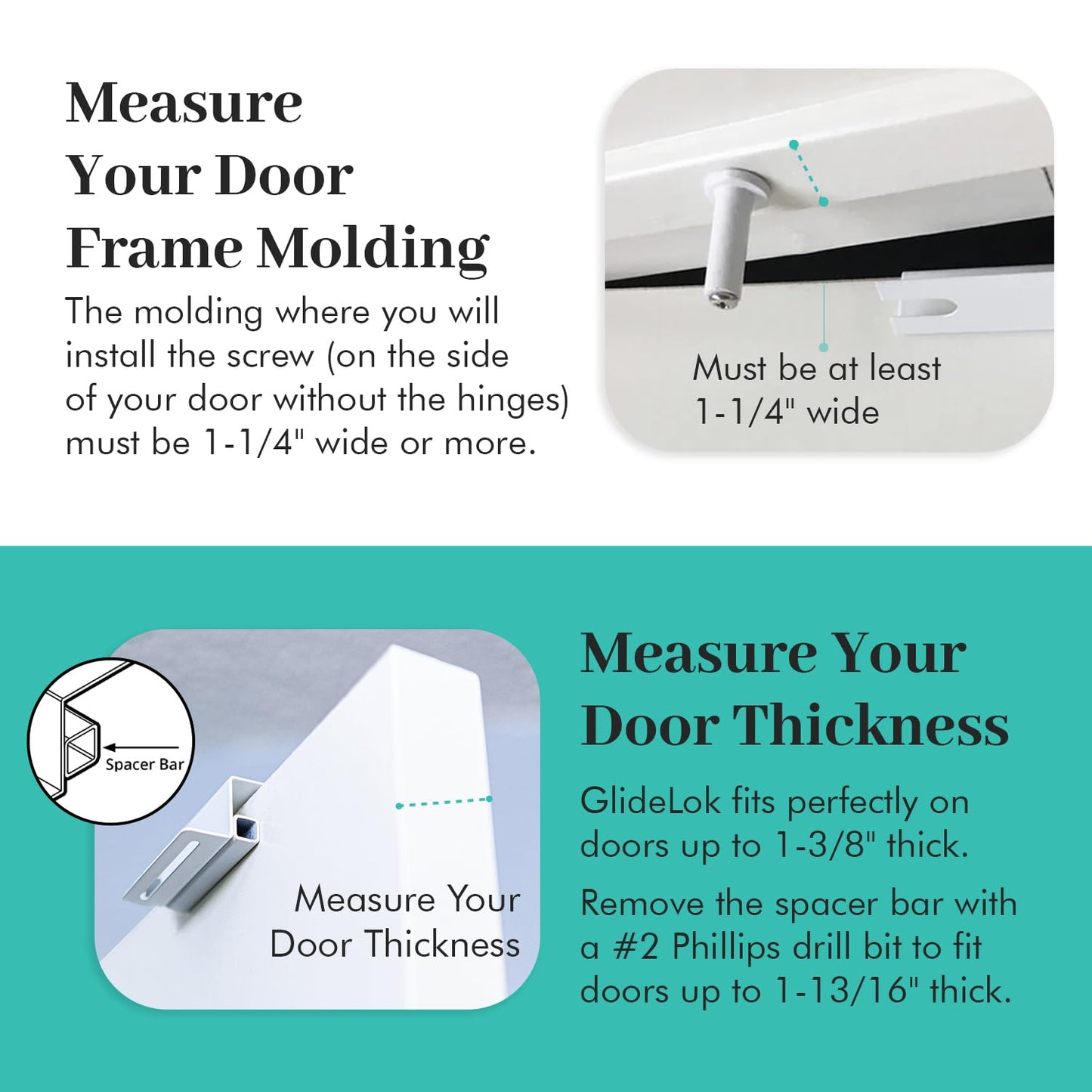 3 Pack - Glidelok Child Safety Door Top Lock | Made Of Durable Metal (Not Plastic Like Other Models) | For Childproofing Interio