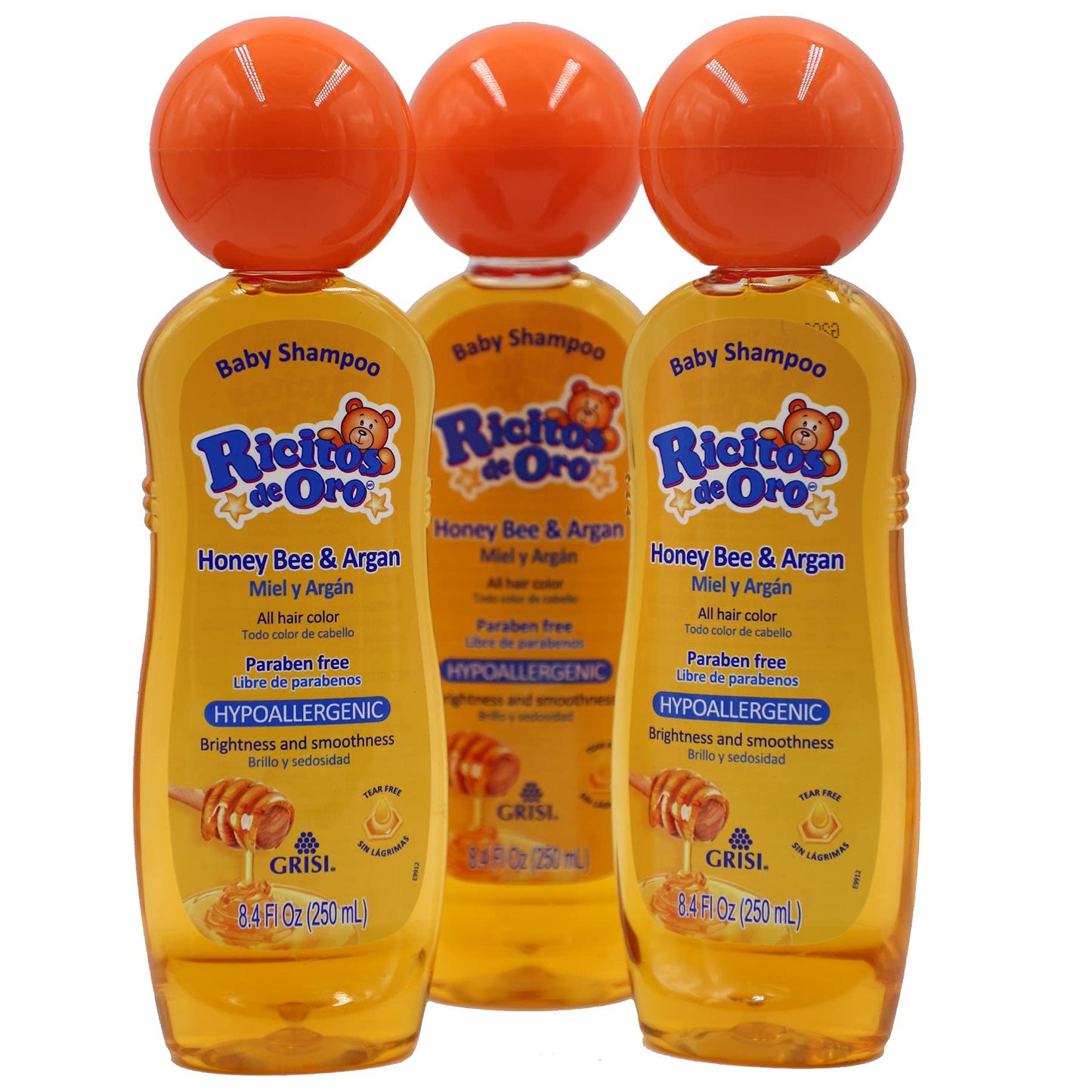 Ricitos De Oro Honey Bee Shampoo Baby Cleansing Shampoo Rattle Cap Parabenfree Product For Babys Delicate Hair Hypoallergenic 3-