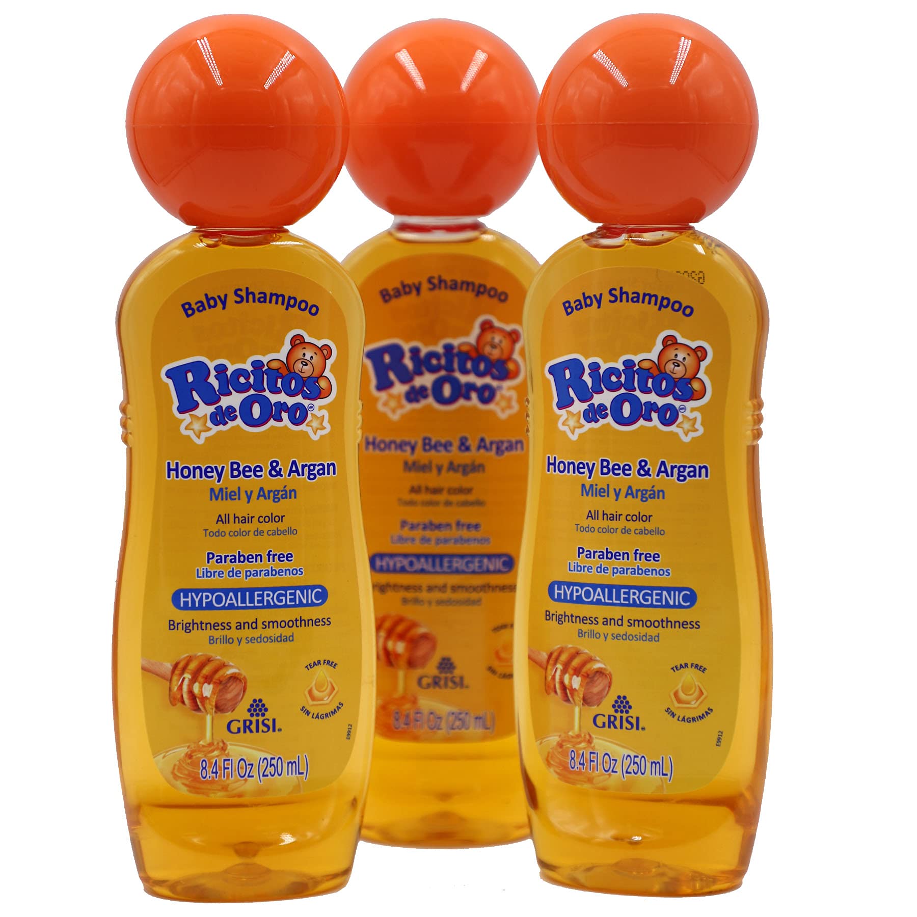 Ricitos De Oro Honey Bee Shampoo Baby Cleansing Shampoo Rattle Cap Parabenfree Product For Babys Delicate Hair Hypoallergenic 3-