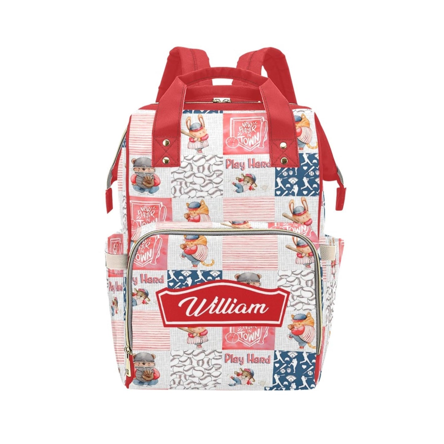 Noverbibi Custom Sports Baby Diaper Bag with Name - Personalized Nursing Travel Tote Backpack for Mom or Dad, Custom Name Baby D