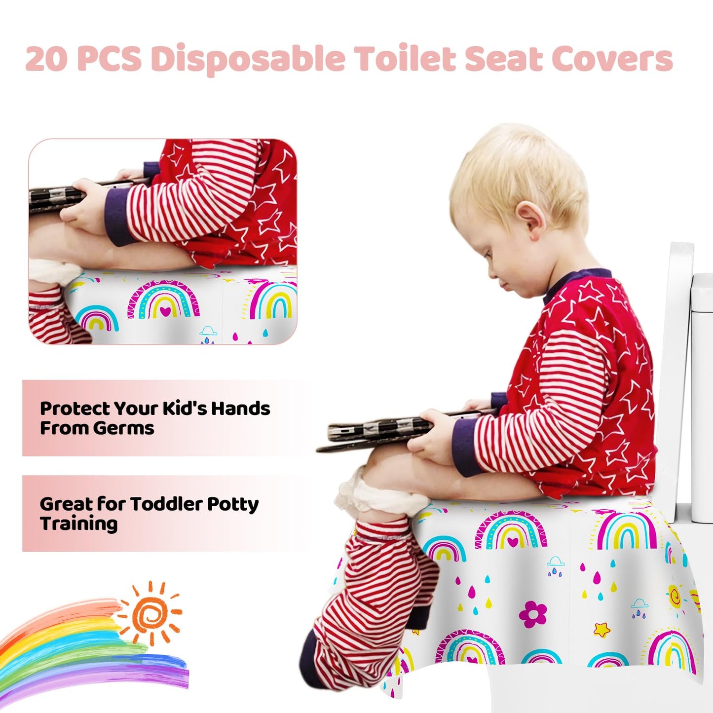 Hongteya Toilet Seat Covers Disposable, 20 Pcs Extra Large Disposable Toilet Seat Cover For Kids&Adults, Travel Essentials For K