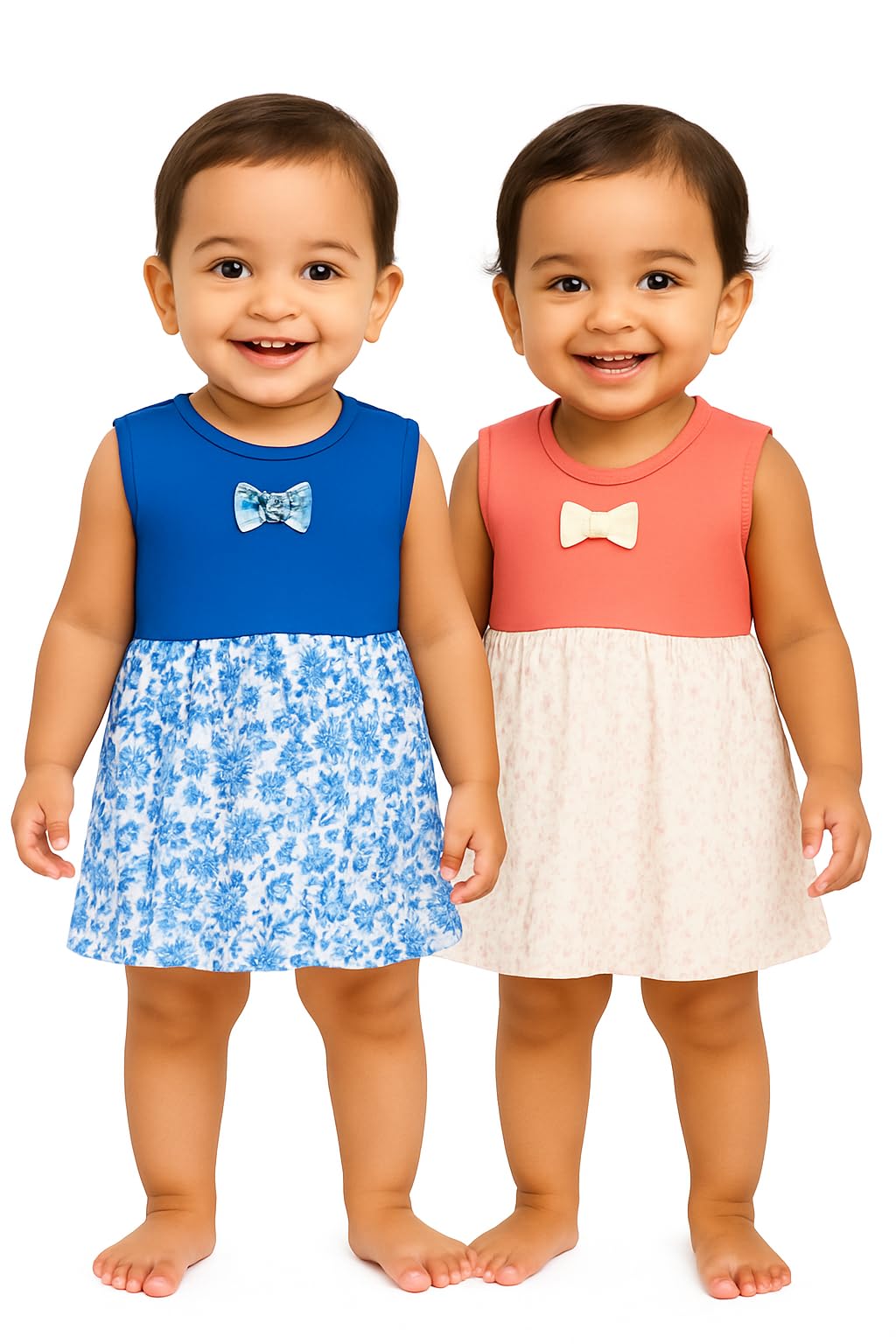Love Wraps Baby Girls Cotton Frock Set  Pack of 2 PC Frock for Babies Style 10009 Printed, Multicolour