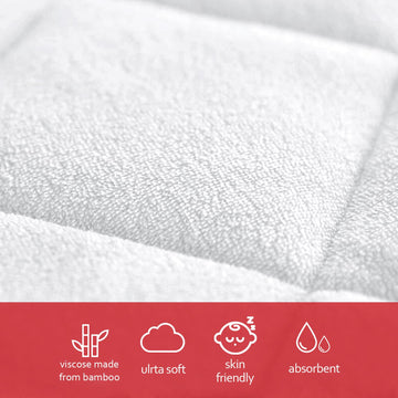 Changing Pad Liner Bassinet Liner Waterproof, Warm On Baby'S Back Terry Thick Cushion 3 Count (13'X26', White), Washable And R