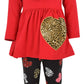 Unique Baby Girls Valentines Day Toddler Animal Print Hearts Legging Set Outfit (8 Years, Red)